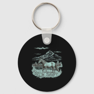 Wild Horse Art Portrait Horseback Riding Vintage G Key Ring