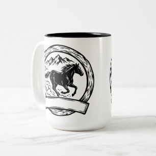 Wild Horse Badge Label Two-Tone Coffee Mug