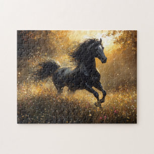 Wild Horse Black Stallion Mustang Jigsaw Puzzle