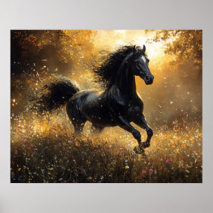Wild Horse Black Stallion Mustang Poster