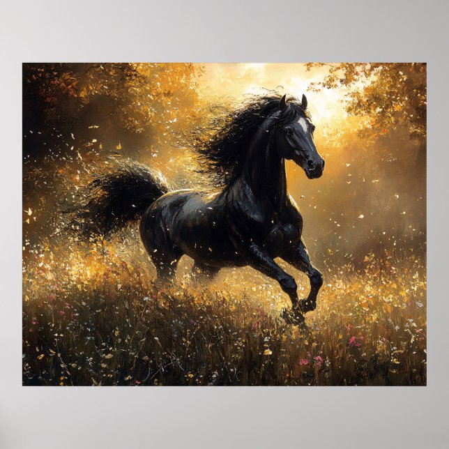 Wild Horse Black Stallion Mustang Poster (Front)