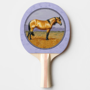Wild Horse Buckskin Stallion Purple Ping Pong Paddle