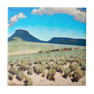 “Wild Horse Country” by Maynard Dixon Ceramic Tile