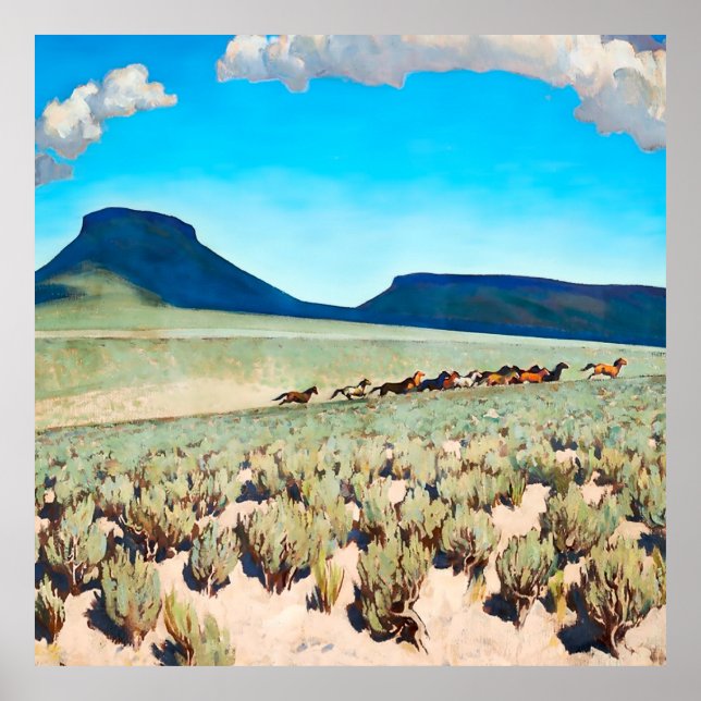 “Wild Horse Country” by Maynard Dixon Poster (Front)