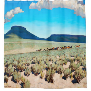 “Wild Horse Country” by Maynard Dixon Shower Curtain