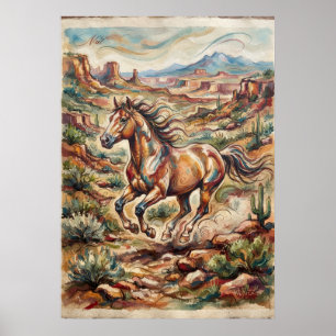 Wild Horse Desert Canyon Southwestern Art Poster