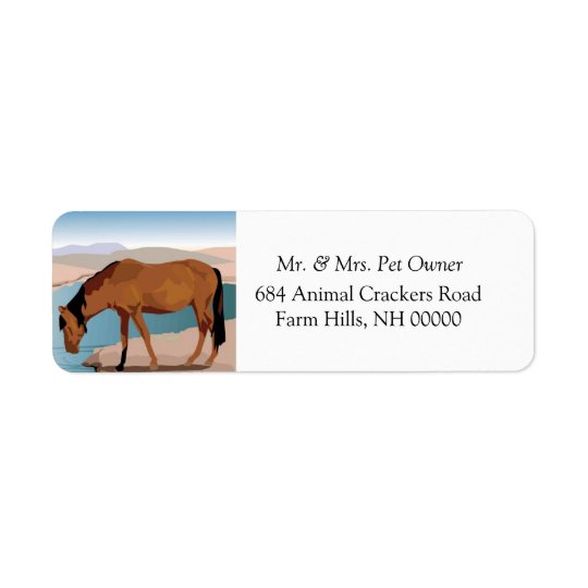 Wild Horse Drinking Return Address Label Stickers