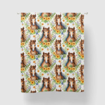 Wild Horse Flowing Mane Yellow Floral Greenery