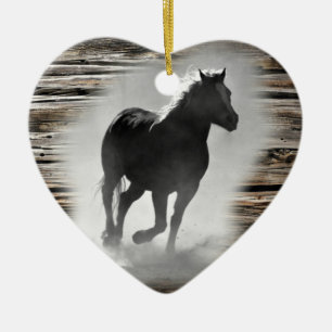 Wild Horse Galloping Ceramic Ornament