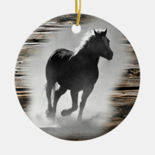 Wild Horse Galloping Ceramic Ornament