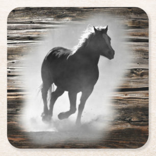 Wild Horse Galloping Square Paper Coaster