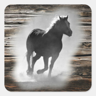 Wild Horse Galloping Square Sticker
