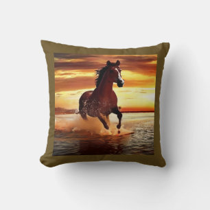 Wild Horse Galloping Through Surf Cushion