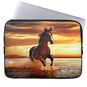 Wild Horse Galloping Through Surf Laptop Sleeve