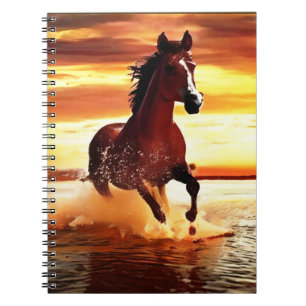 Wild Horse Galloping Through Surf Notebook