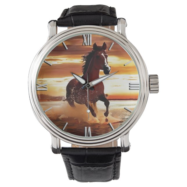 Wild Horse Galloping Through Surf Watch (Front)