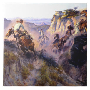 “Wild Horse Hunters” by Charles M Russell Ceramic Tile