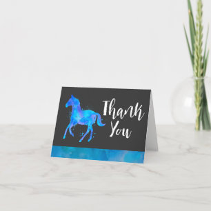 Wild Horse in Blue and Purple Watercolor Thank You Card