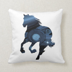 Wild horse in Blue Throw Cushion
