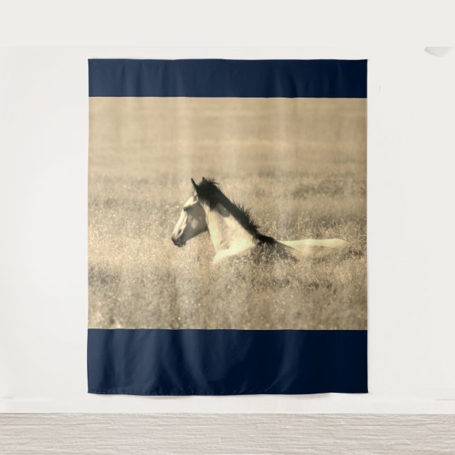 WILD HORSE IN THE DESERT CUSTOMIZABLE Tapestry (Front)