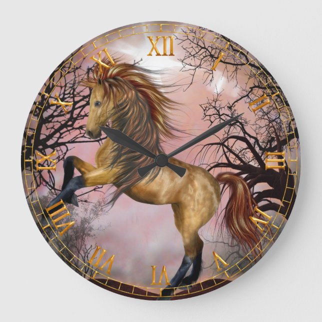 Wild Horse in the Woods Wall Clock (Front)