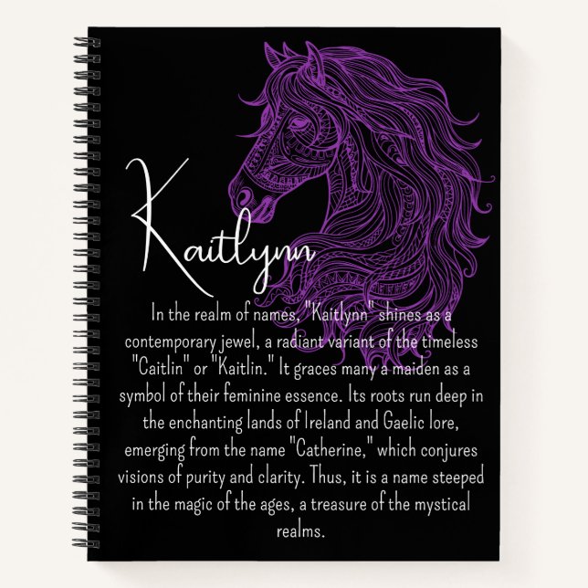 Wild Horse Journal With Name And Definition (Front)