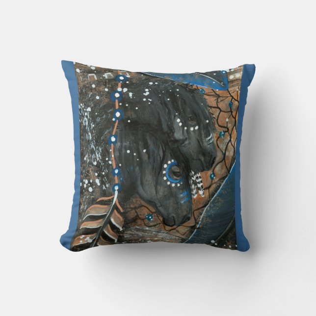 Wild Horse Native American Horse Pillow by BiHrLe (Front)
