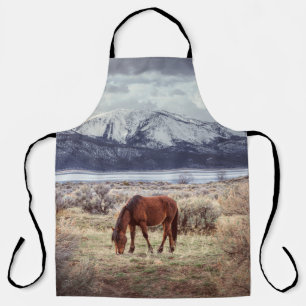 Wild horse: Nevada winter landscape. Apron