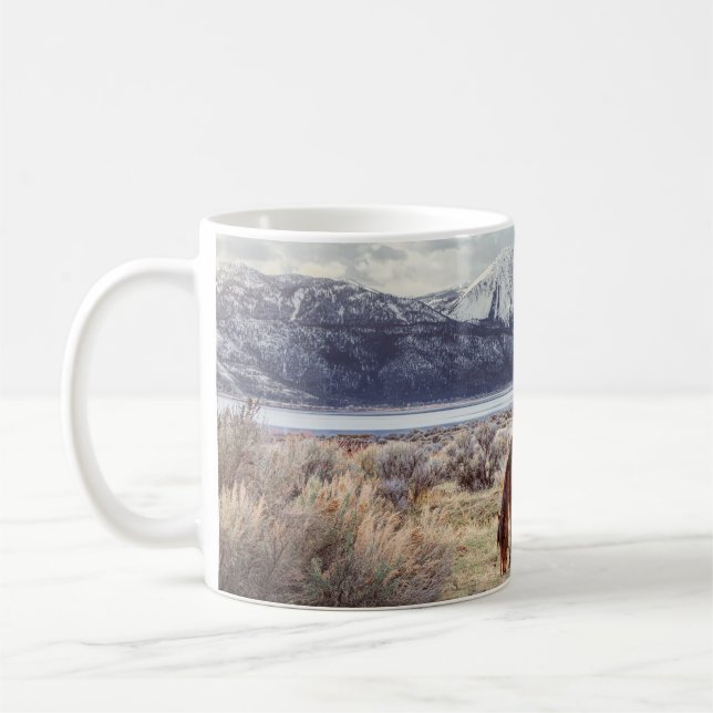 Wild horse: Nevada winter landscape. Coffee Mug (Left)