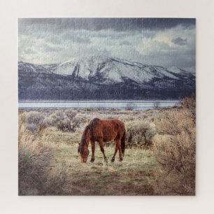 Wild horse: Nevada winter landscape. Jigsaw Puzzle