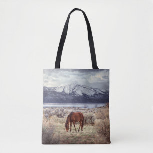 Wild horse: Nevada winter landscape. Tote Bag