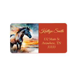 Wild Horse on beach *personalise* Label