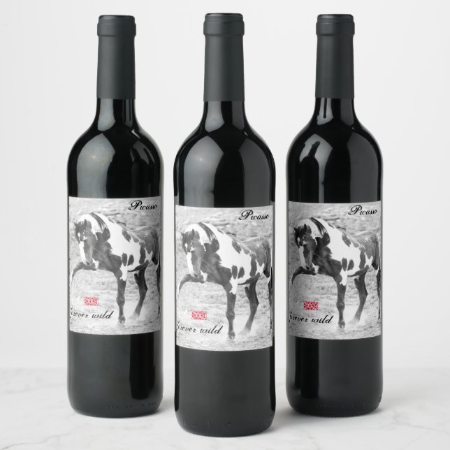 Wild Horse Photo Picasso Mustang Wine Labels  (Bottles)