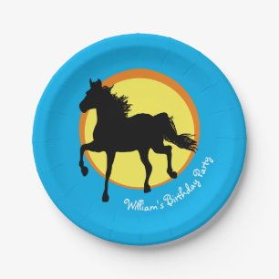 Wild Horse Running in Sunset (Party Plates) Paper Plate
