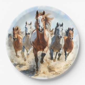 Wild Horse Stampede Paper Plate