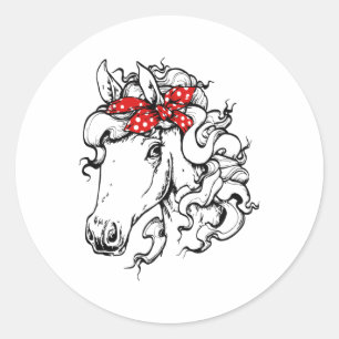 Wild Horse With Bandanna Cool Horseback Riding Gif Classic Round Sticker