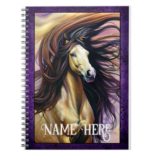 Wild Horse with Purple Border Editable Notebook