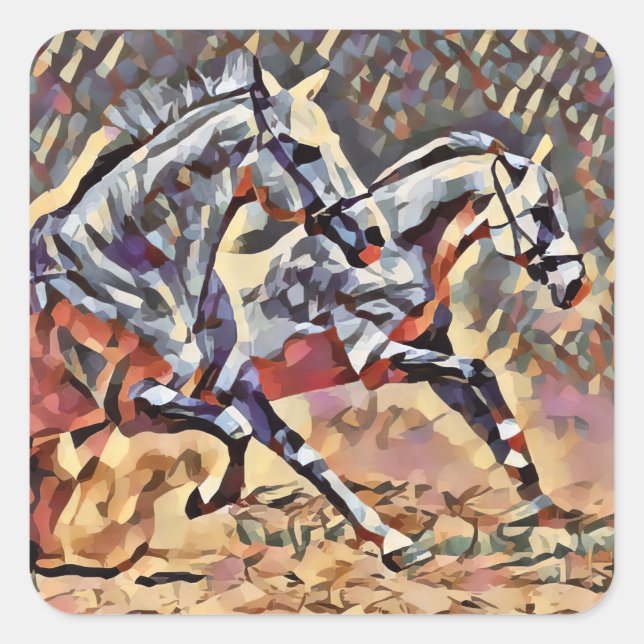 Wild Horses abstract Animal western Rodeo Art Square Sticker (Front)