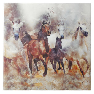 Wild Horses Art Ceramic Tile