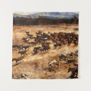 Wild Horses: Artistic Animal Majesty. Tapestry