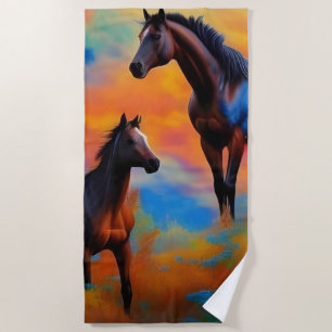 Wild Horses  Beach Towel