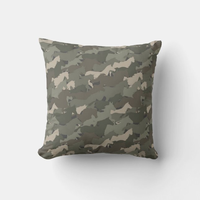 Wild Horses Camouflage Pattern Cushion (Front)