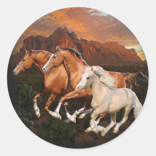 Wild Horses Classic Round Sticker
