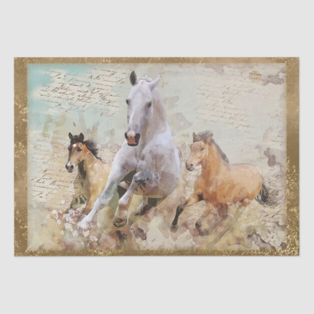 Wild Horses Decoupage Tissue Paper (Front)