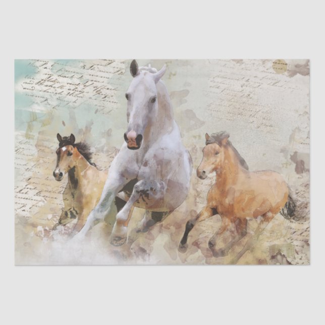 Wild Horses Decoupage Tissue Paper (Front)