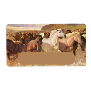 Wild Horses Horse Run Stampede Art Address Label