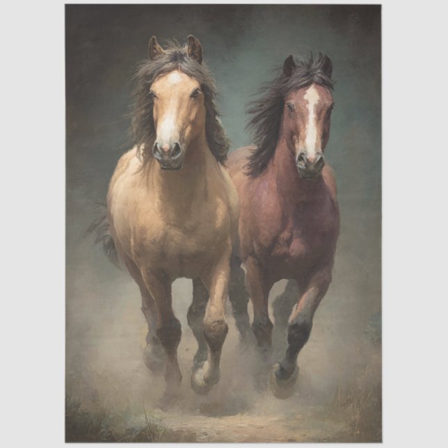 Wild Horses in Motion Decoupage Tissue Paper (Front)