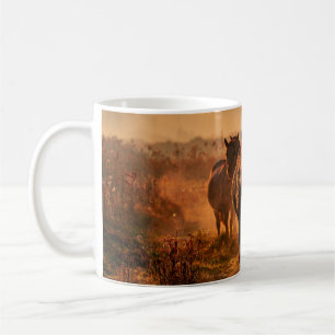 Wild Horses: Intense Gaze Encounter Coffee Mug