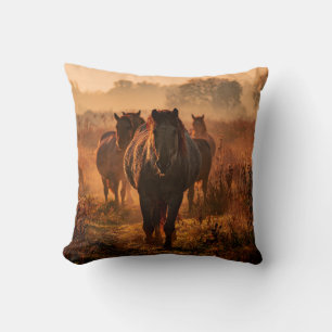 Wild Horses: Intense Gaze Encounter Cushion