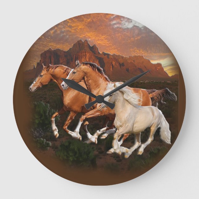 Wild Horses Large Clock (Front)